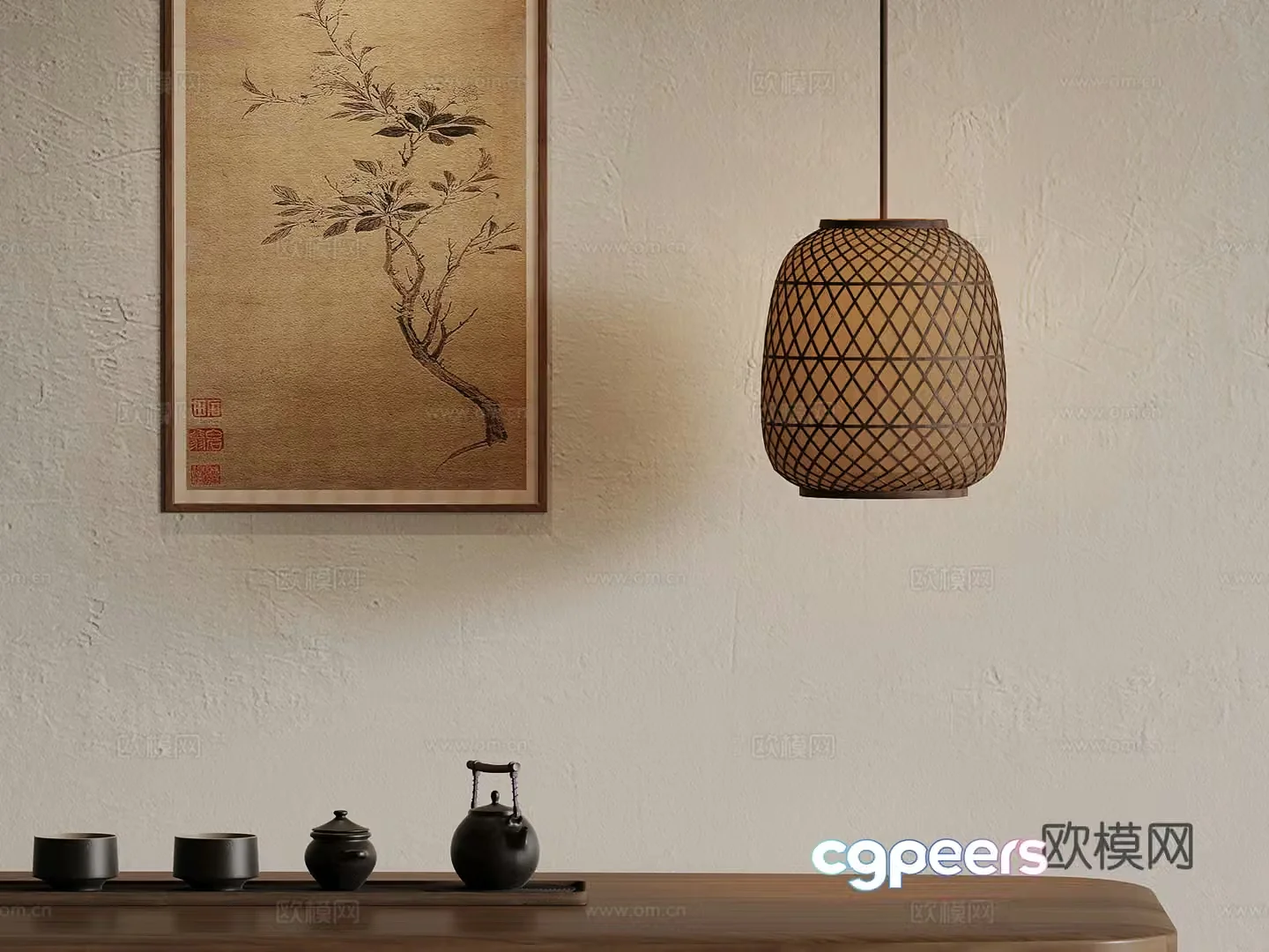 015 New Chinese Chandelier Tea Set 3D Model