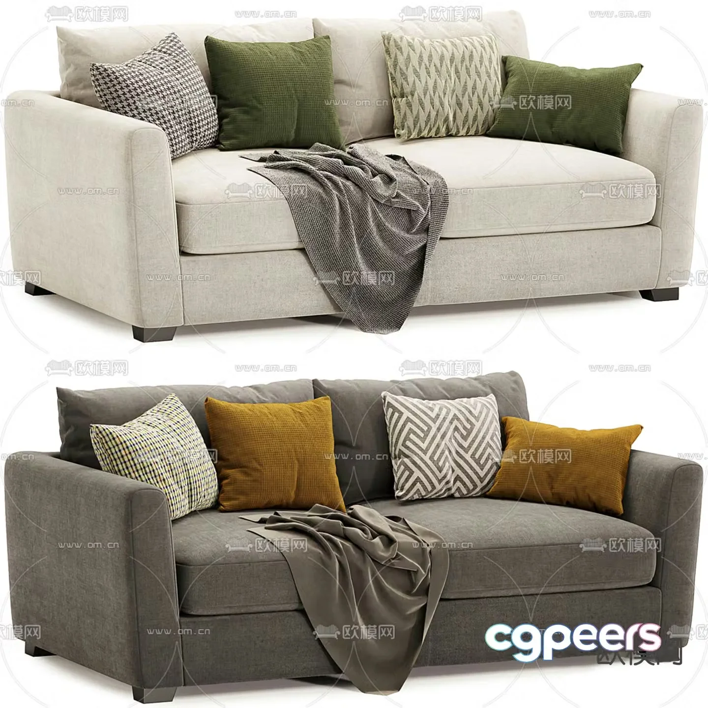Double sofa upholstered sofa 3d model