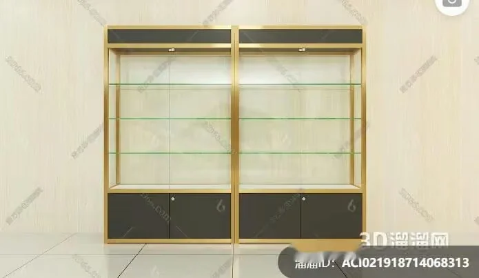 Gold Display Case 3D Model – 10118 – VRAY Render