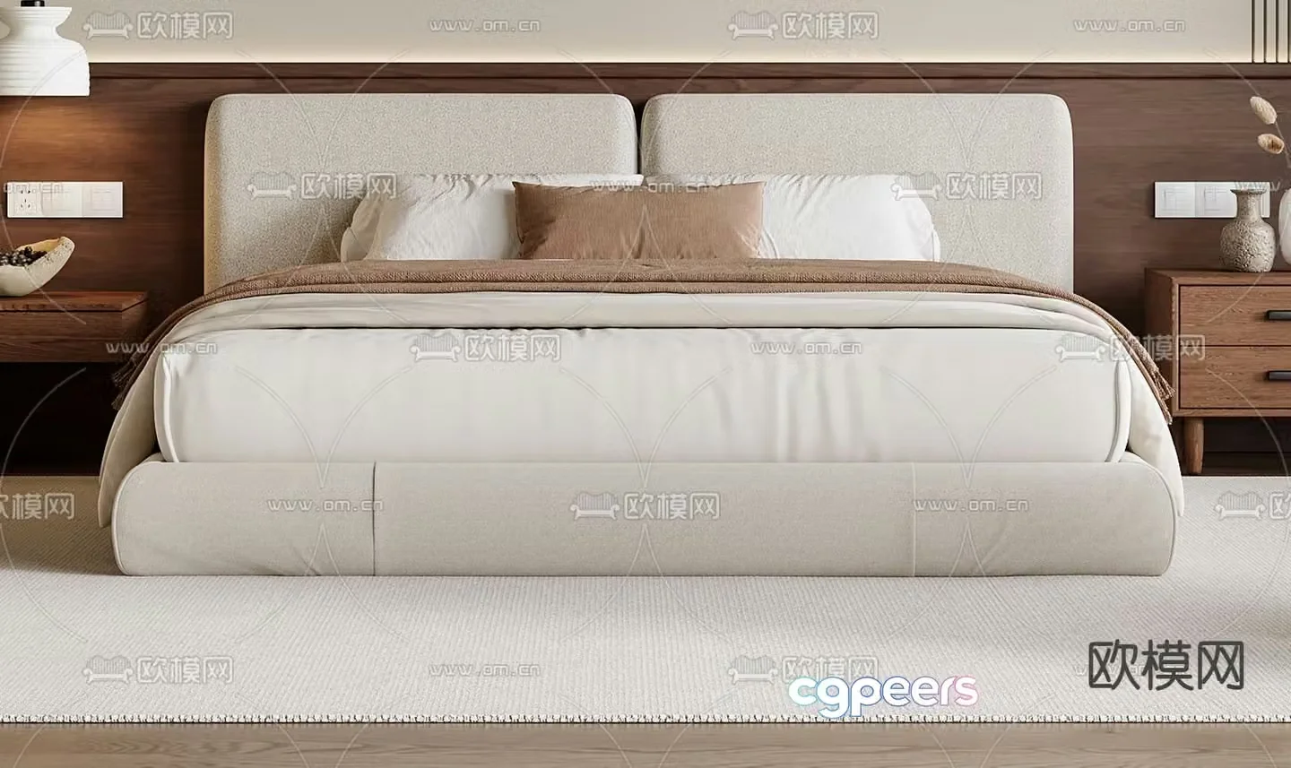 Medieval style double bed 3d model