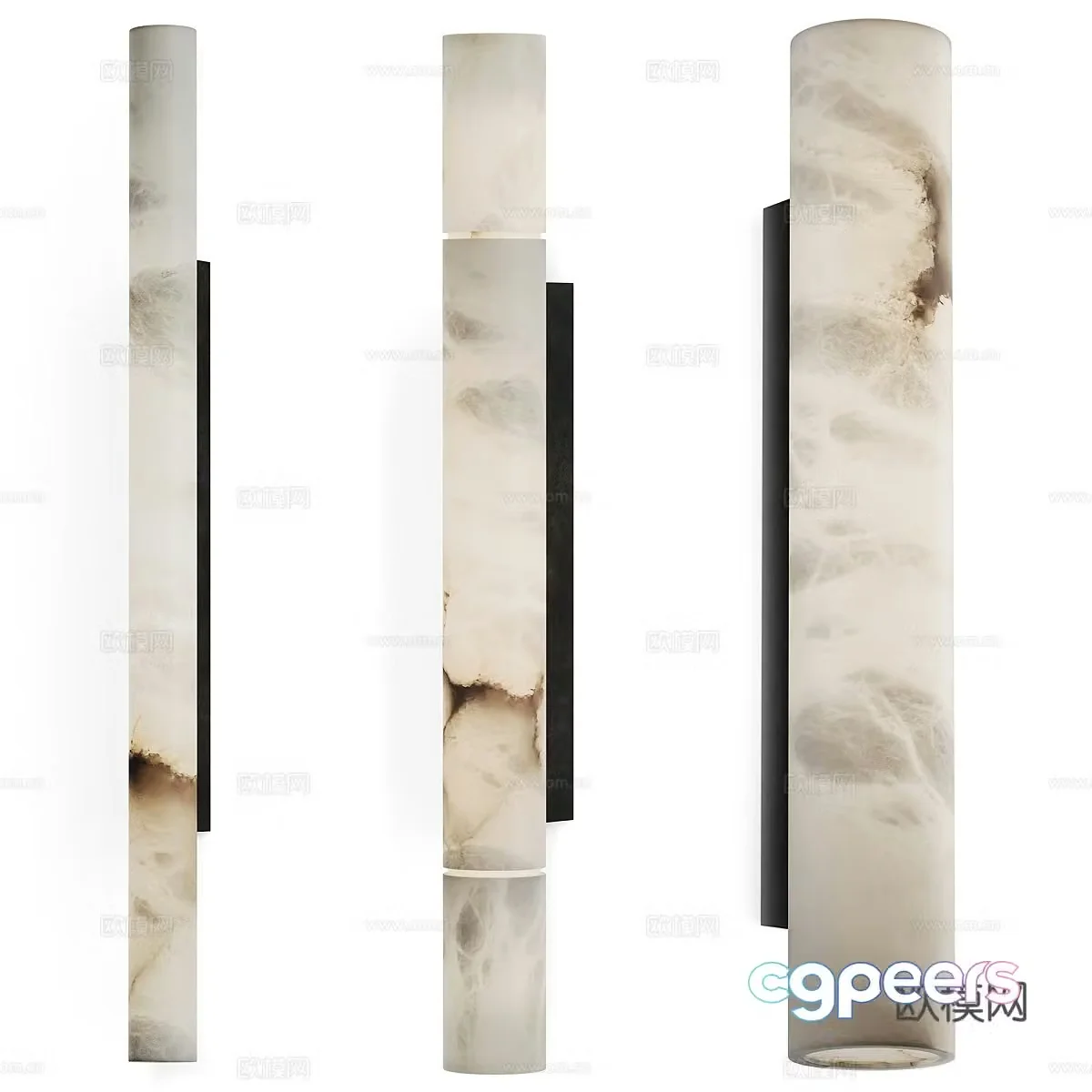 New Chinese style light luxury marble long wall light 3D model
