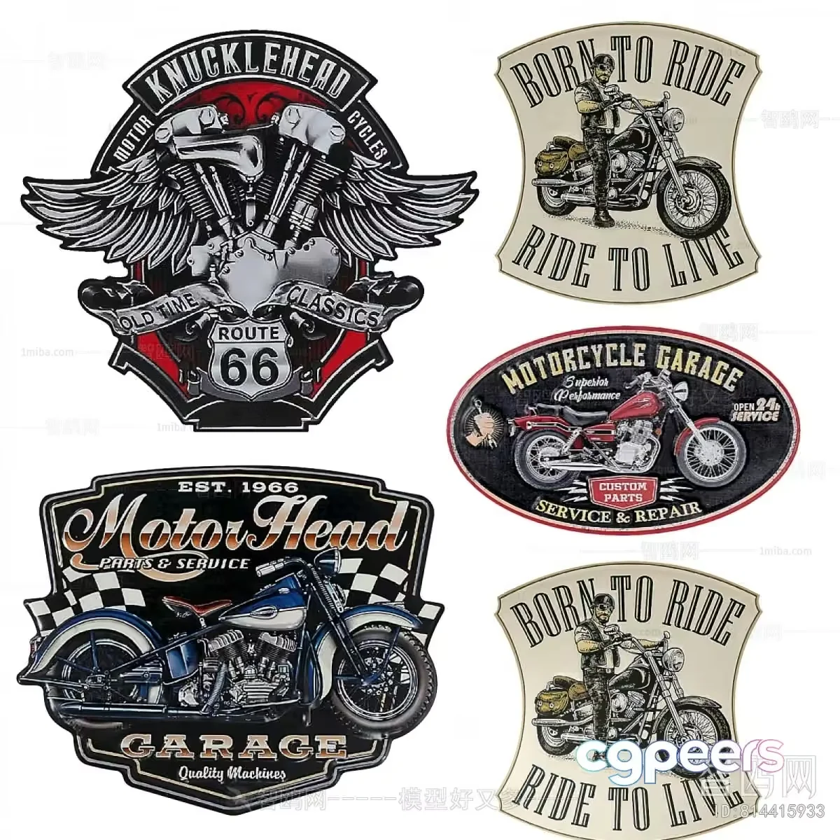Vintage Motorcycle Decorations 3D Model – 5415 – VRAY Render
