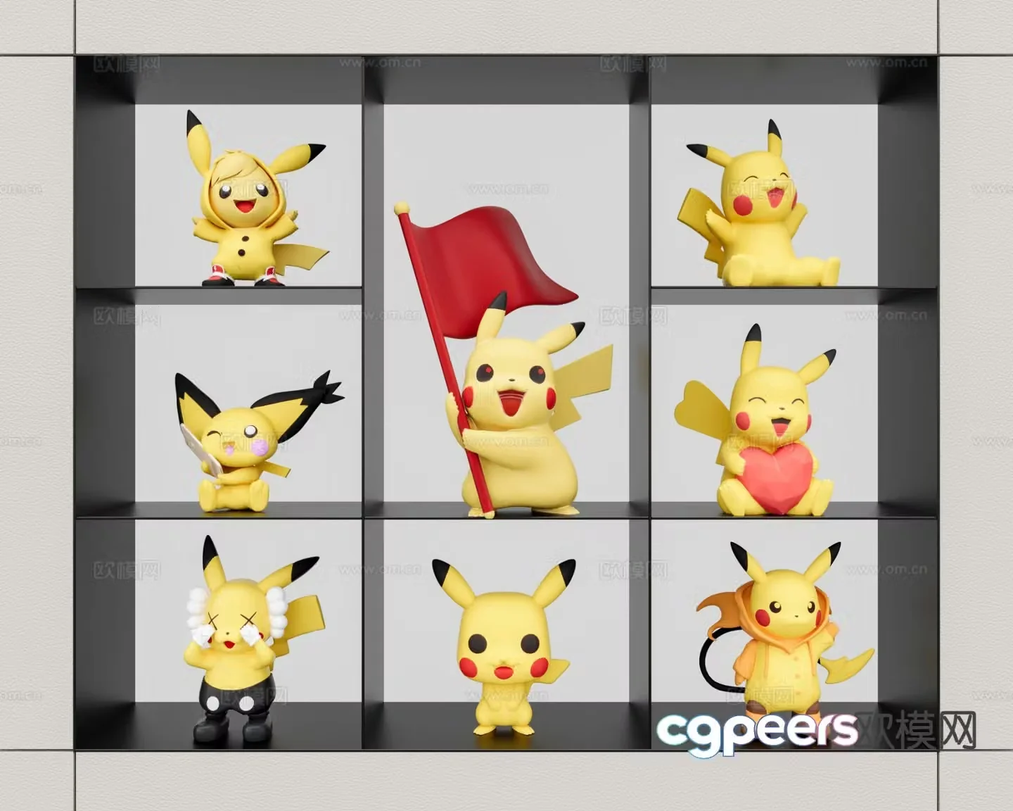 Pikachu trendy toy sculpture doll cartoon ornament 3d model