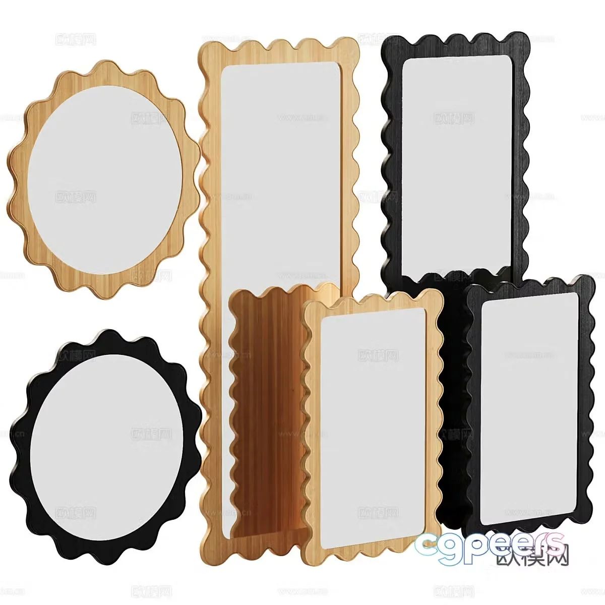 New Chinese style Ripple mirror 3D model