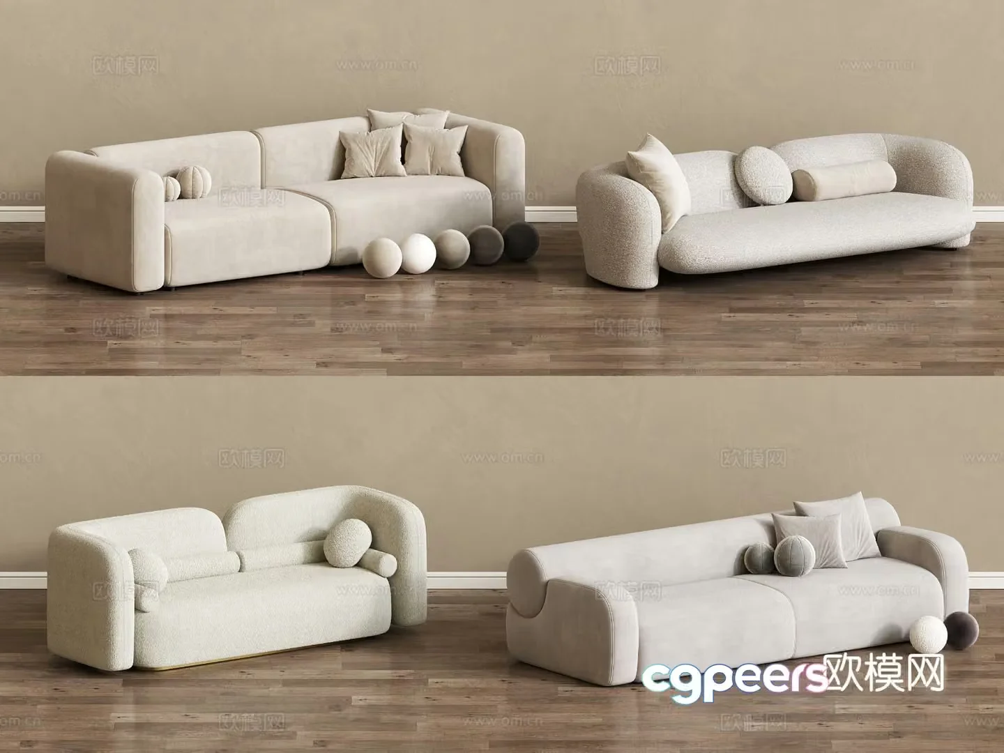 Double sofa upholstered sofa 3d model