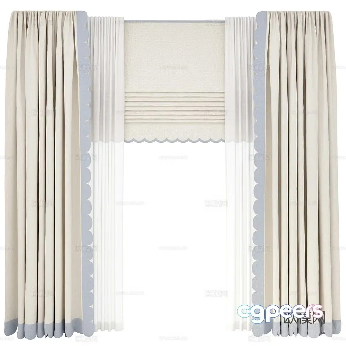 Children’s room curtains fabric curtains cream curtains cloth curtains gauze curtains door curtains shower curtains pull 3D model