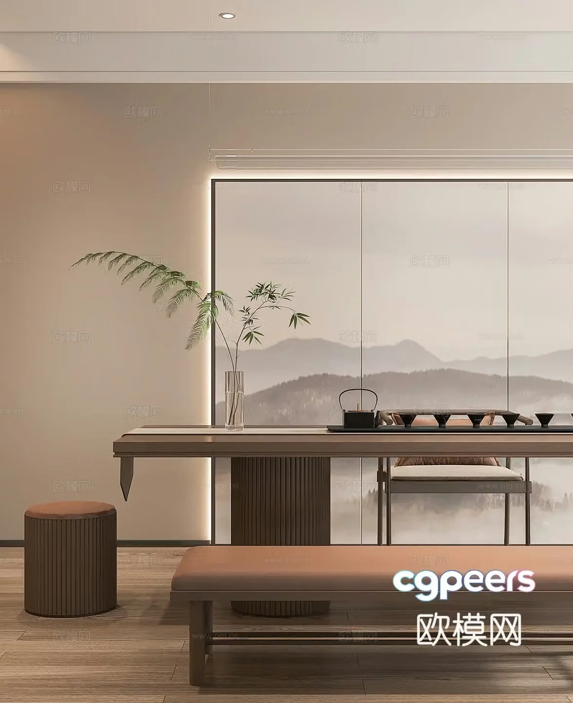 New Chinese style study room 3D model