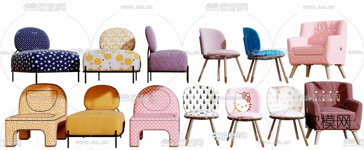 Modern children’s chair children’s sofa 3d model