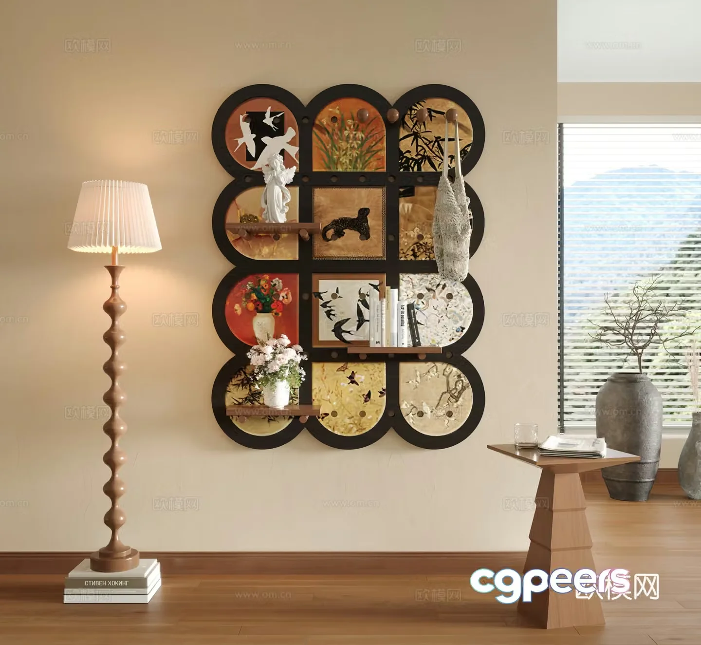 Middle-aged style cave board Middle-aged style storage rack Middle-aged style wall decoration Entrance entrance hall 3D model