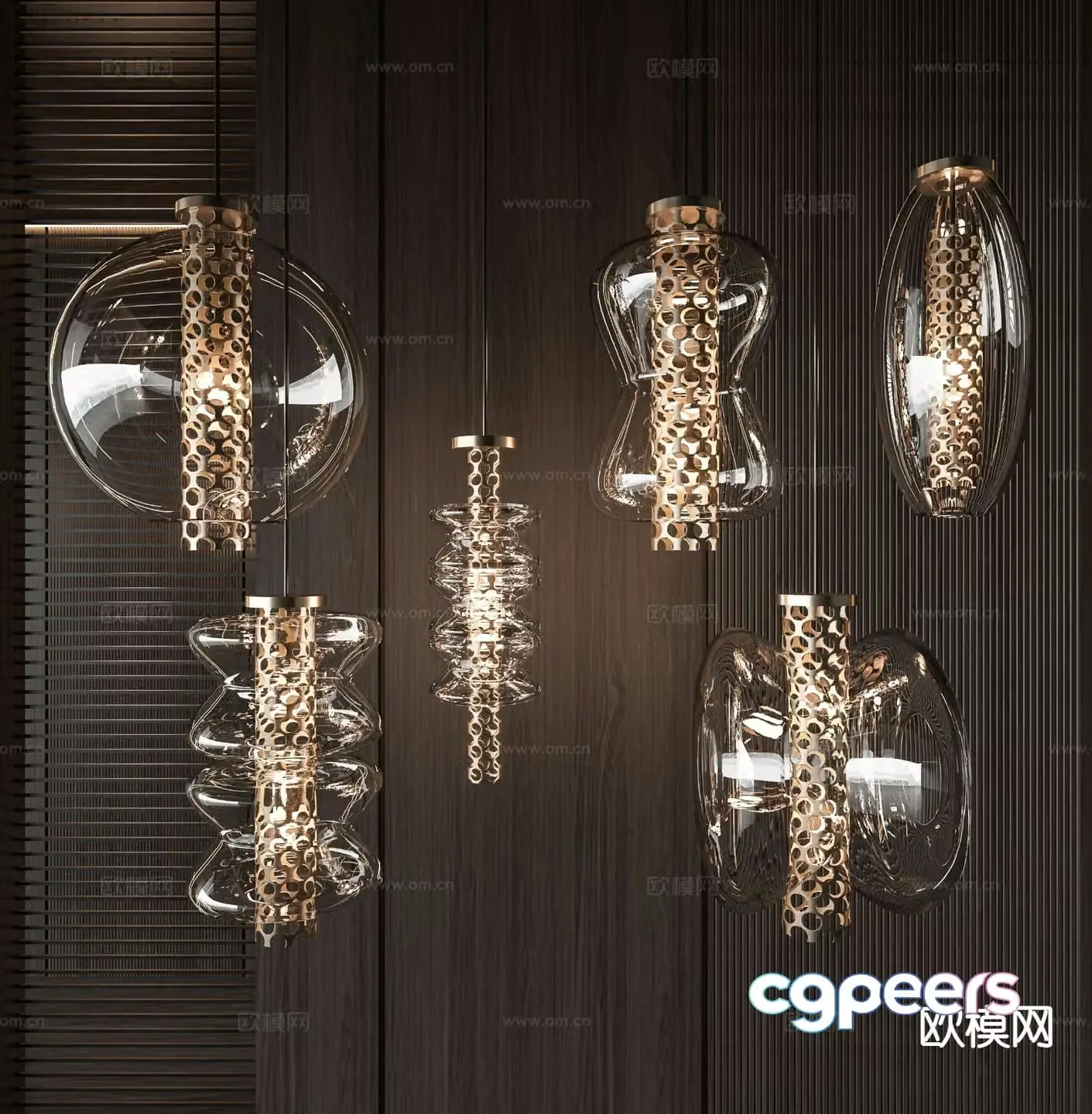 Light luxury glass chandelier 3d model