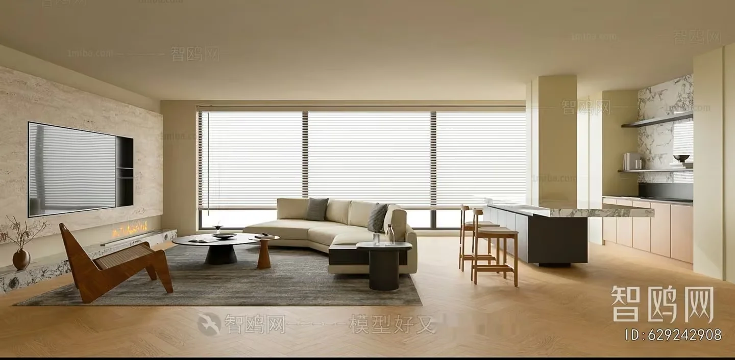 Modern Living Room 3D Model – 20028 – CORONA Render