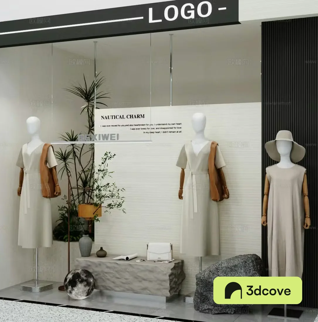 Modern clothing store cabinet display area