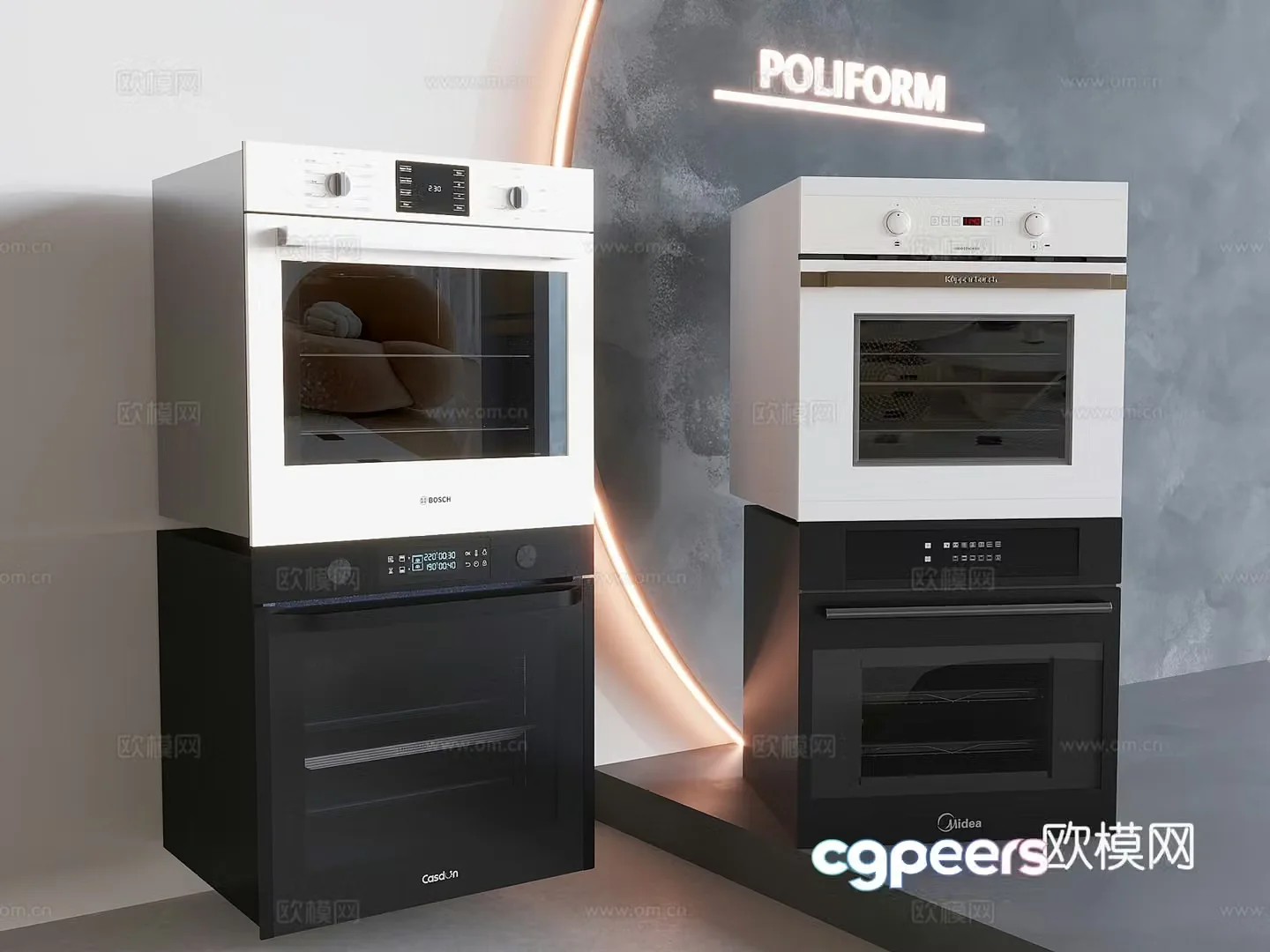 Intelligent embedded oven Steaming and baking kitchen appliances Steaming box Oven 3D model