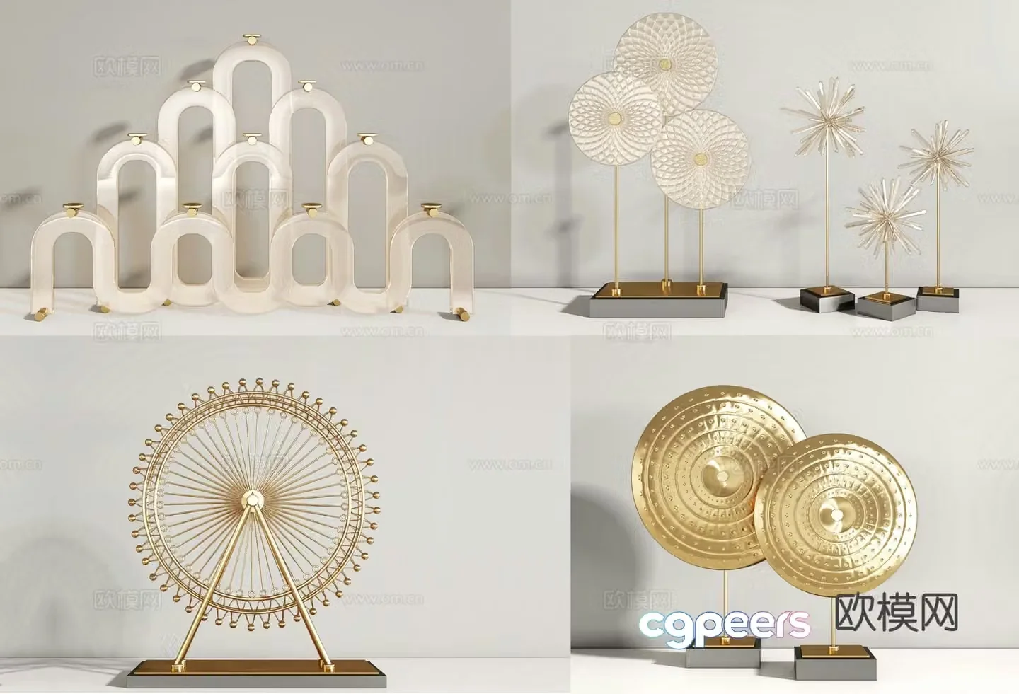 Modern jewelry ornaments metal ornaments Ferris wheel ornaments 3D model