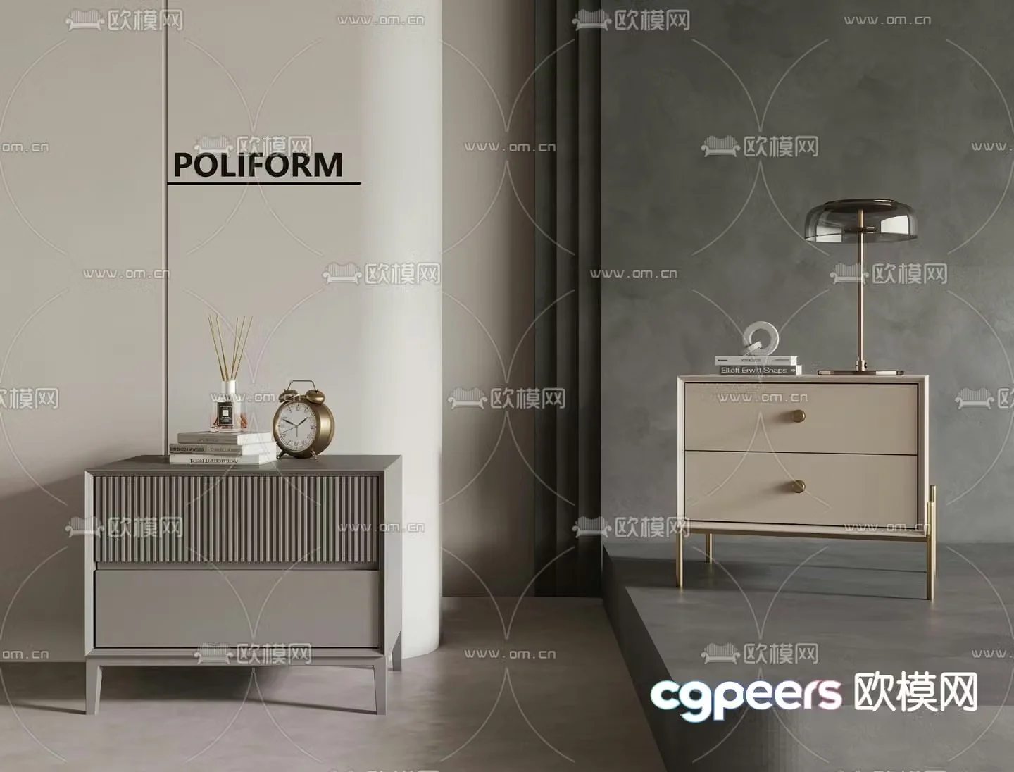 Modern bedside table 3d model