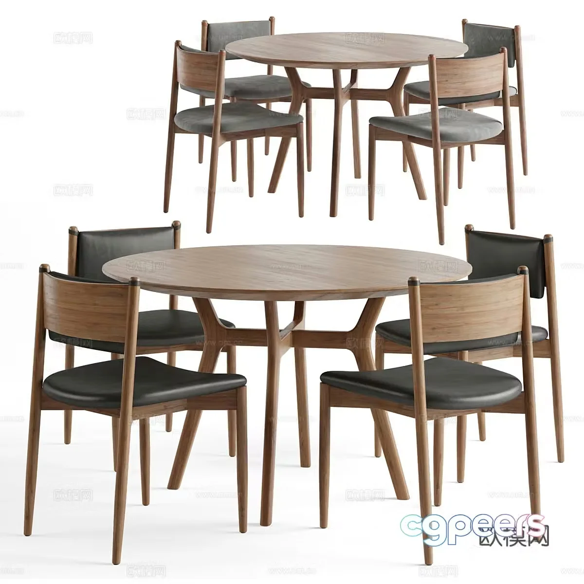 New Chinese dining table and chair 3D model