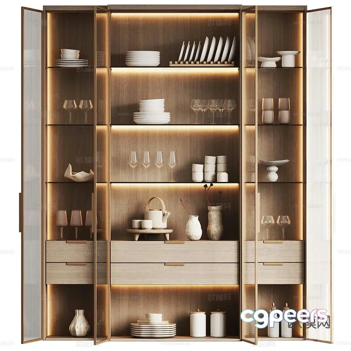 New Chinese style light luxury decorative wine cabinet 3D model