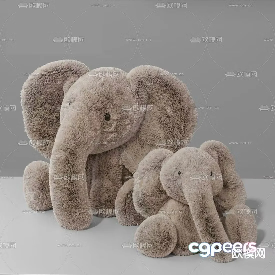 Modern plush elephant children’s toy 3d model
