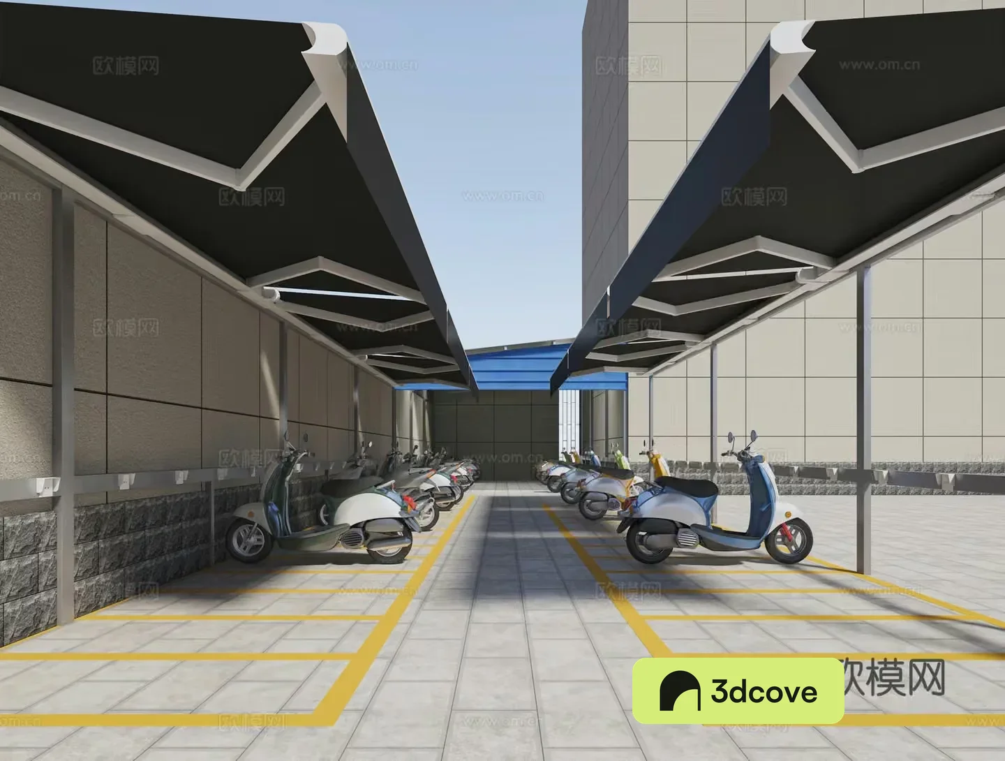 A Parking Lot With Scooters