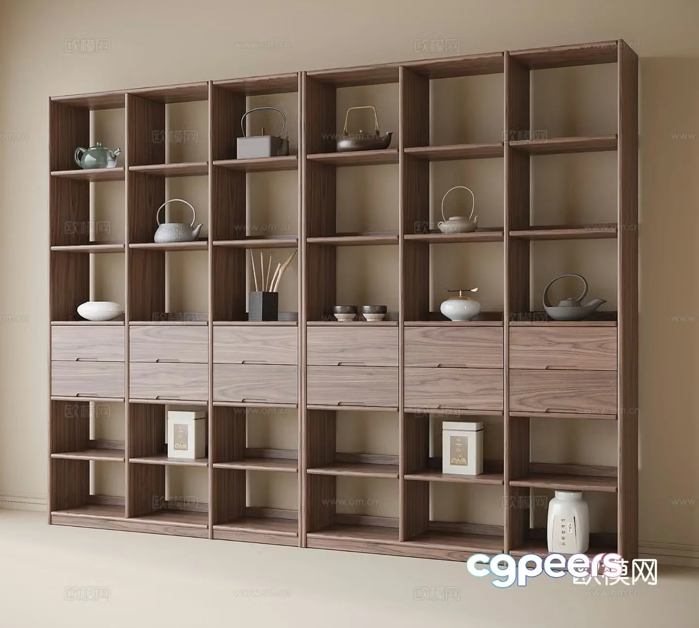 Chinese style Bogu shelf bookshelf 3D model