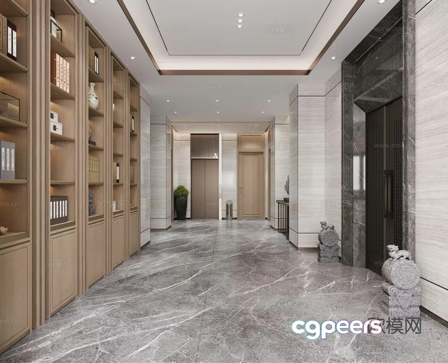 Modern elevator hall 3D model