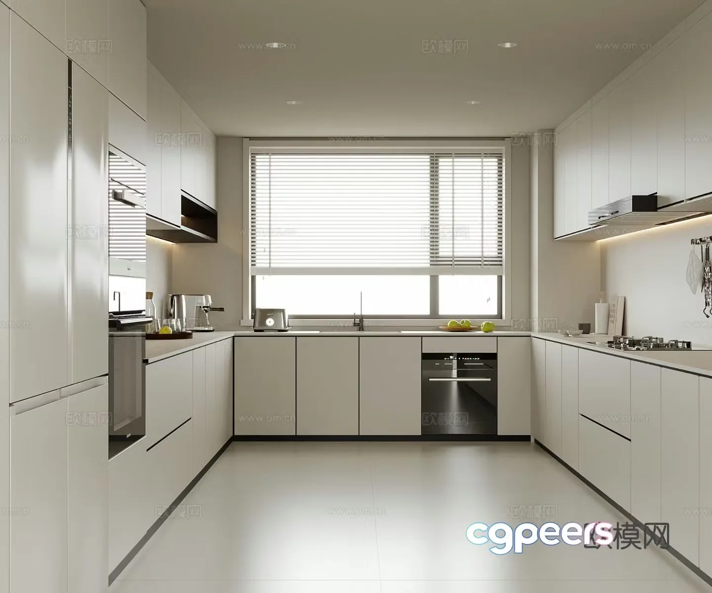 Modern kitchen refrigerator dishwasher 3d model