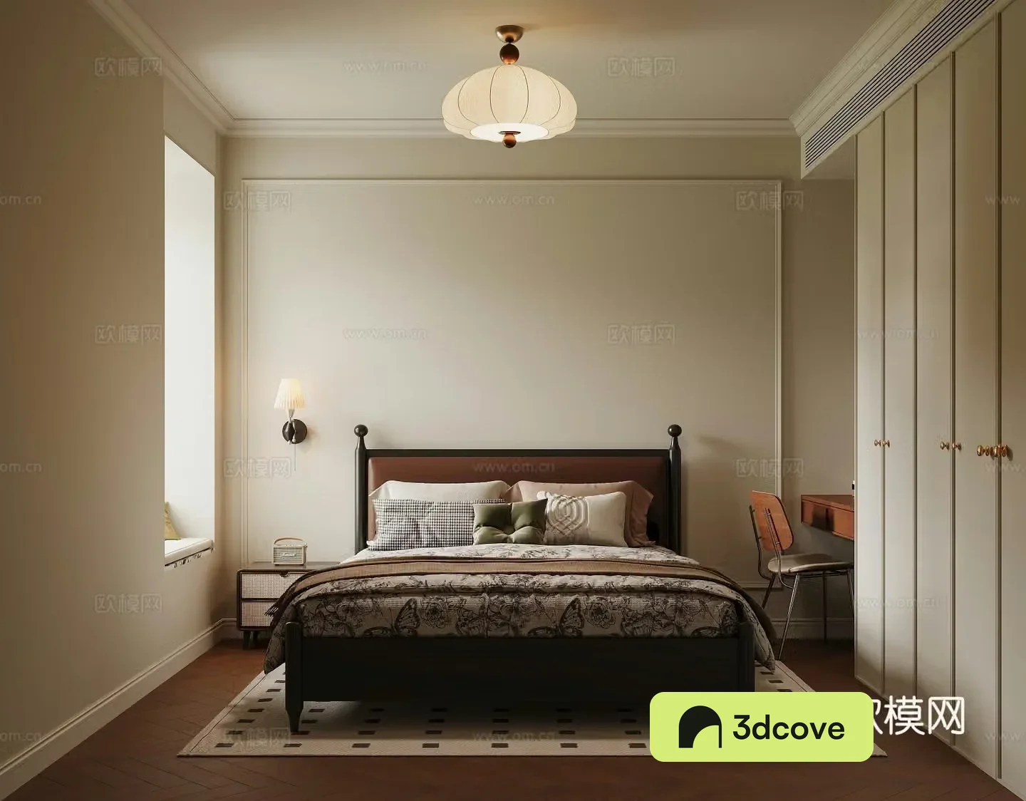 Cream retro style bedroom
