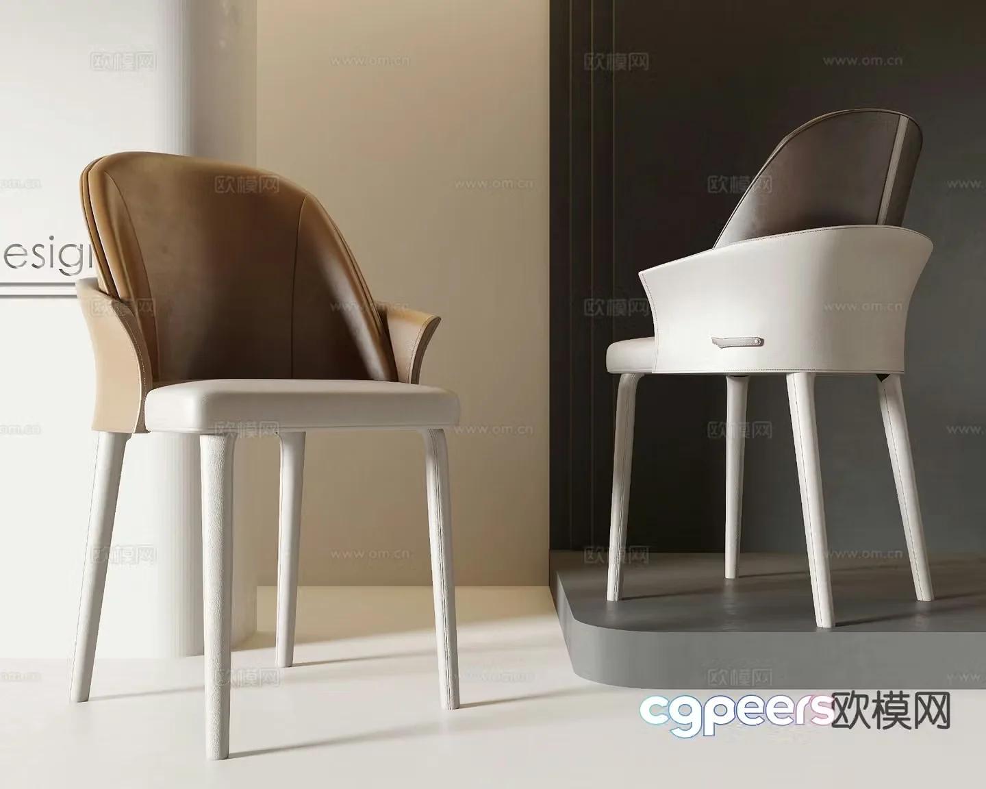 minotti single chair dining chair 3d model