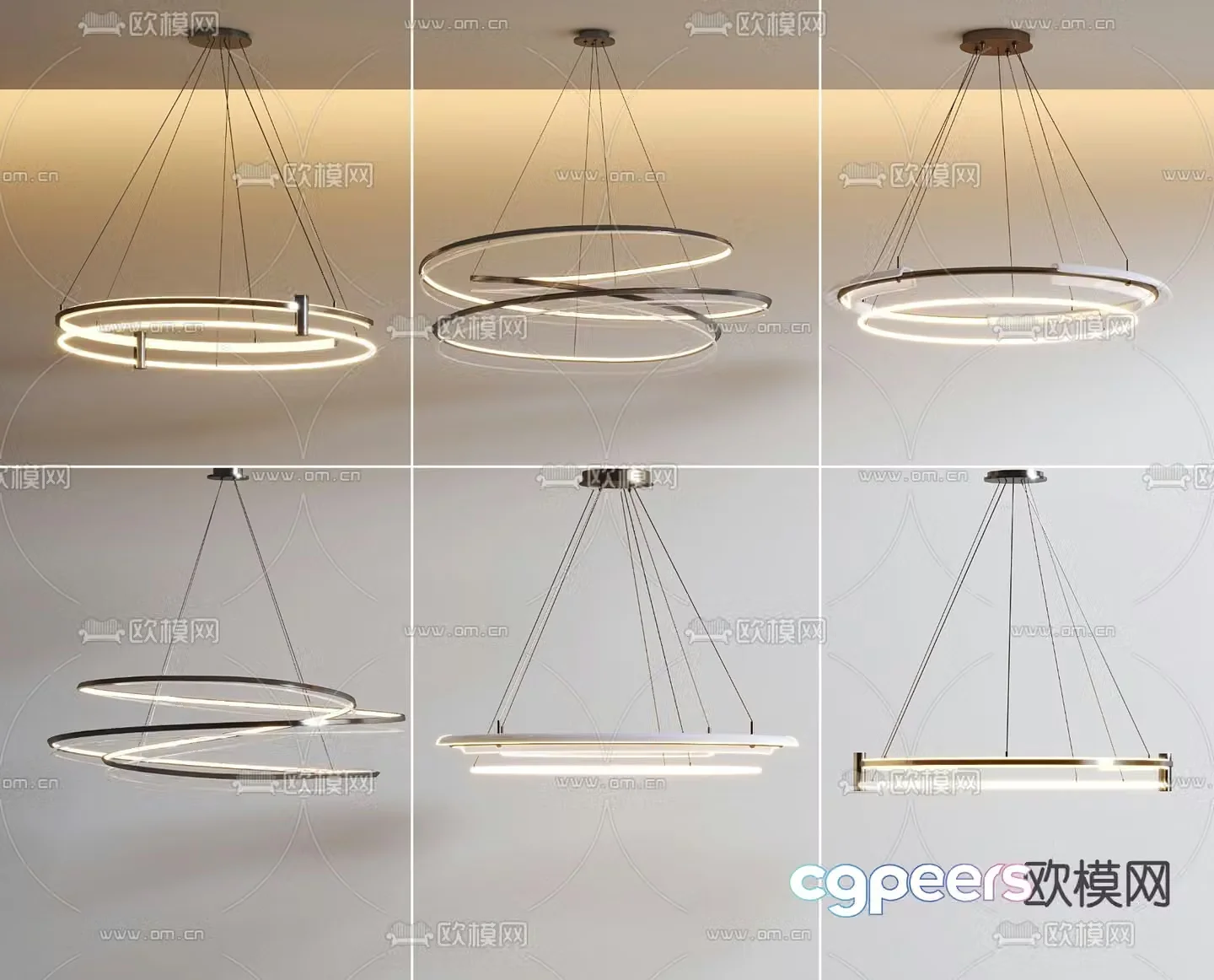 Art chandelier ring chandelier 3d model