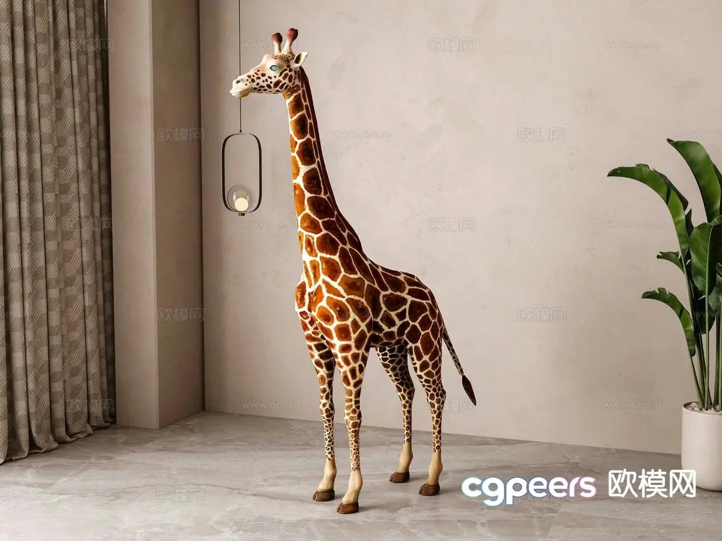 Giraffe sculpture cartoon ornament 3d model