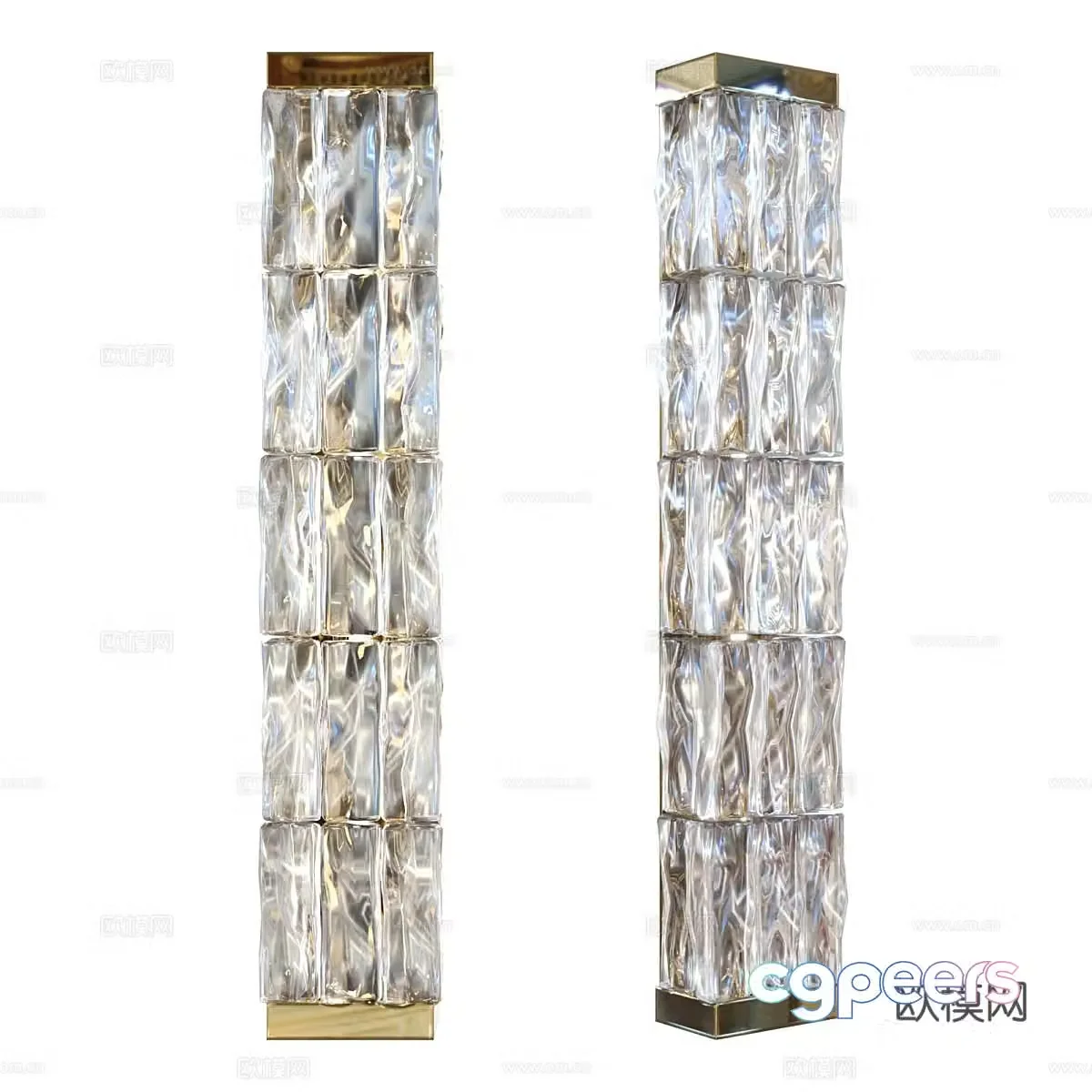 New Chinese Light Luxury Jean Perzel Linear Glass Wall Light 3D Model
