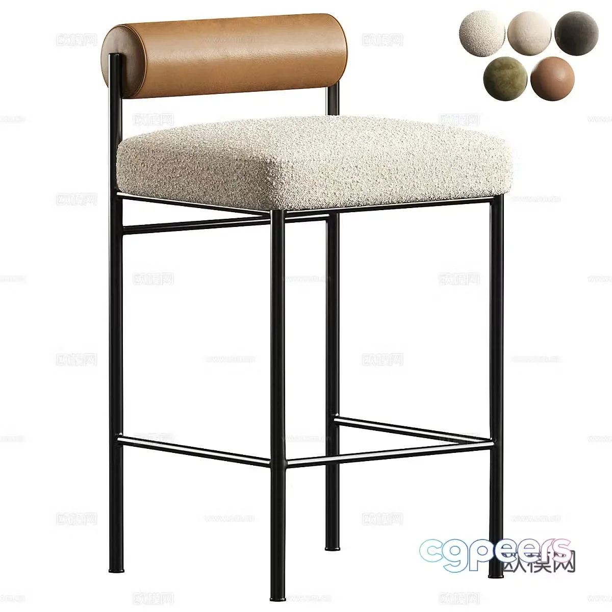 Modern Italian fabric leather bar chair 3D model