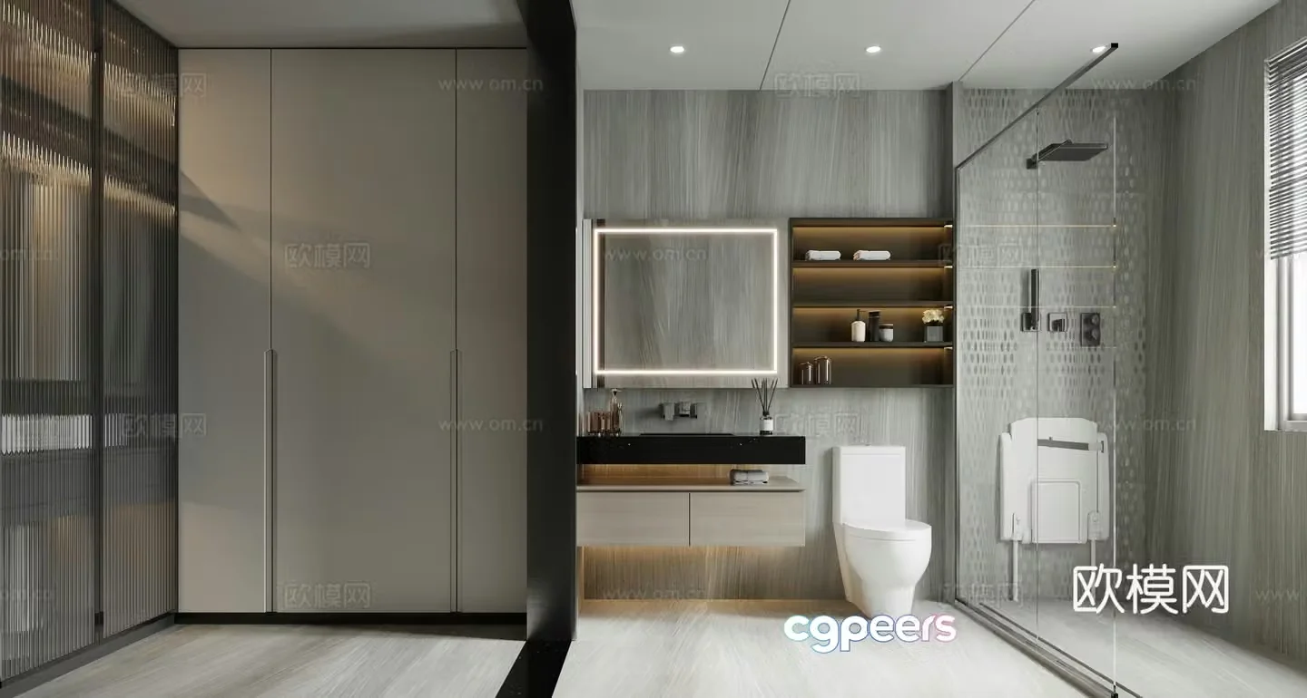 Modern light luxury bathroom 3D model