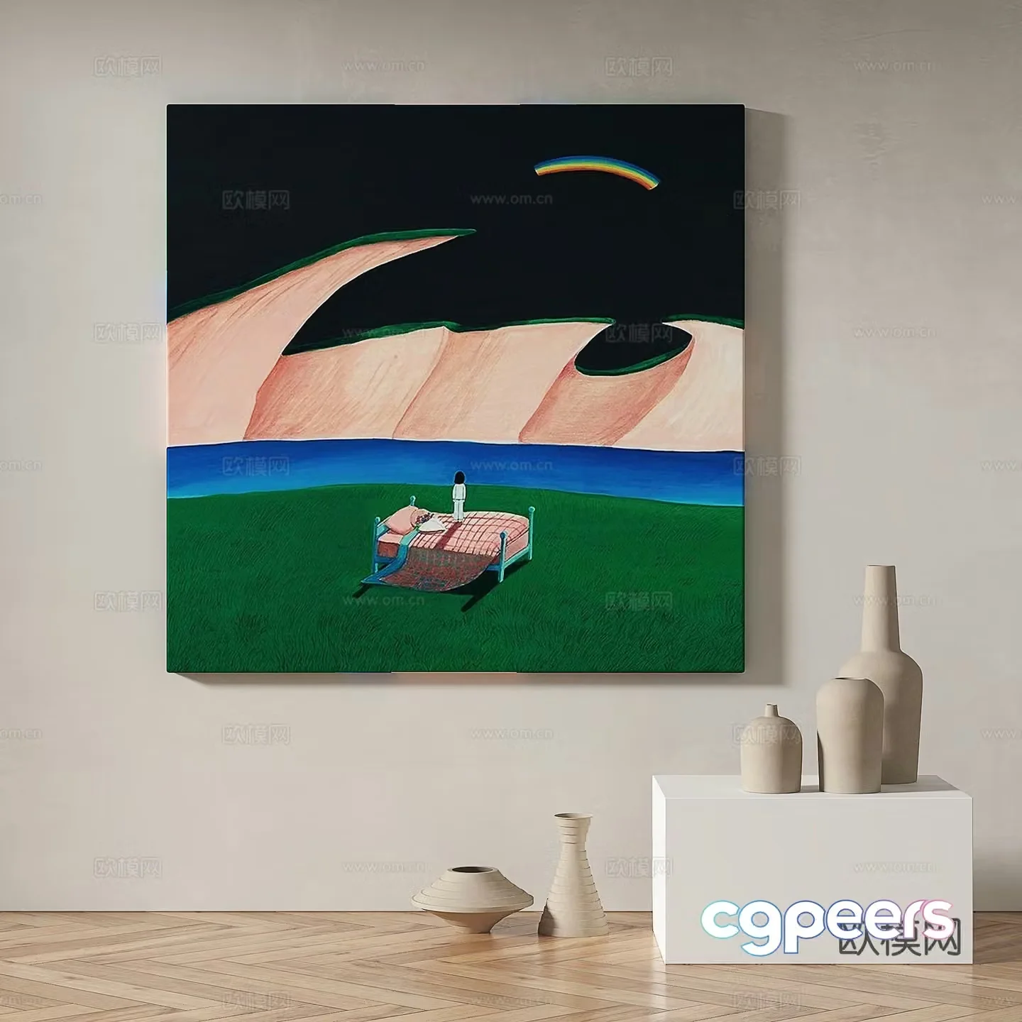Modern minimalist abstract decorative painting 3d model