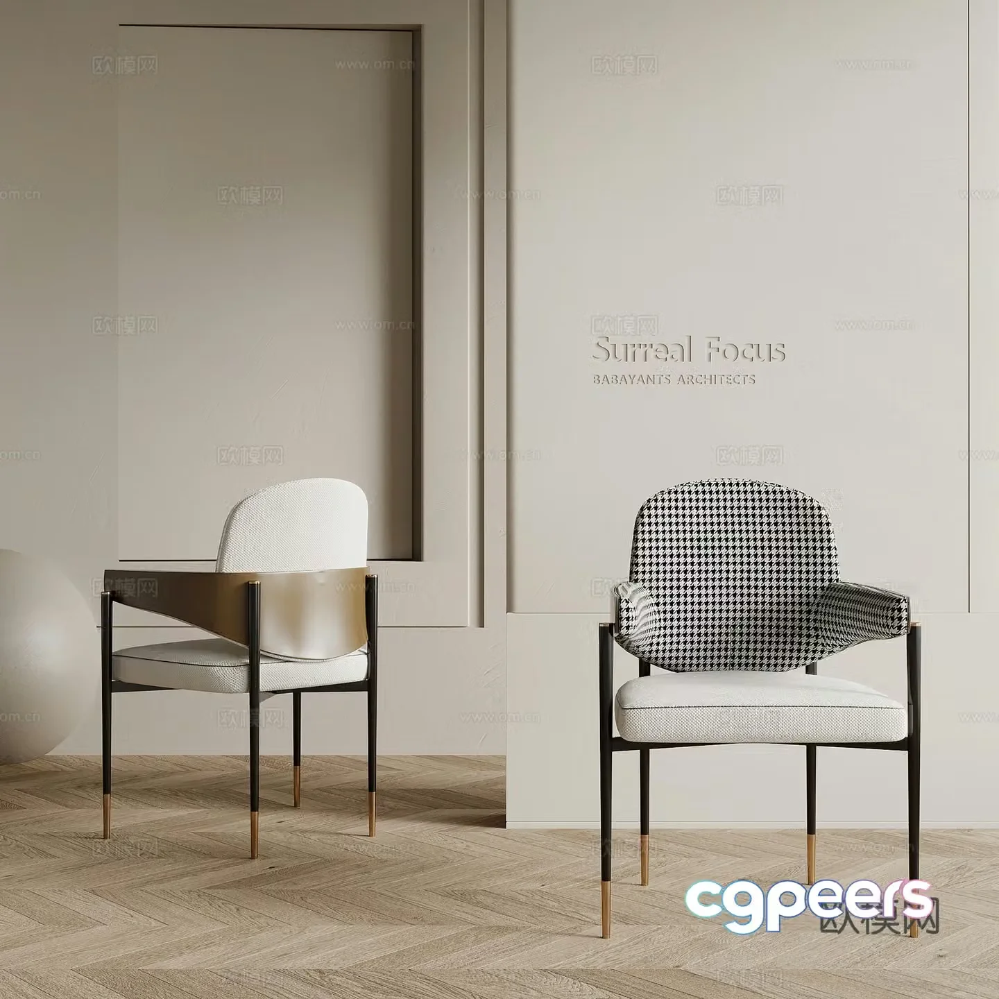 Modern leisure chair dining chair writing chair 3d model