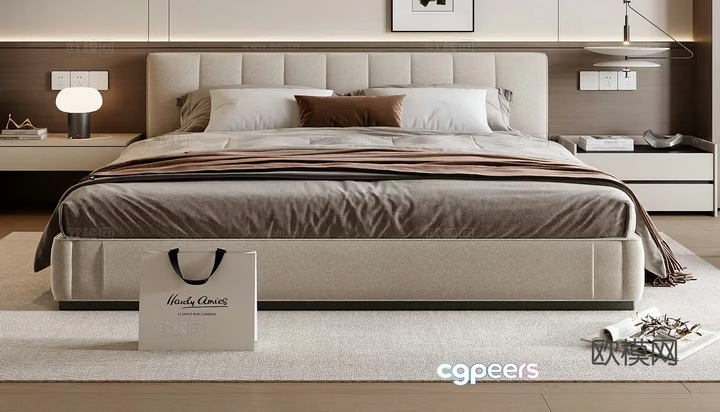 Modern double bed 3d model