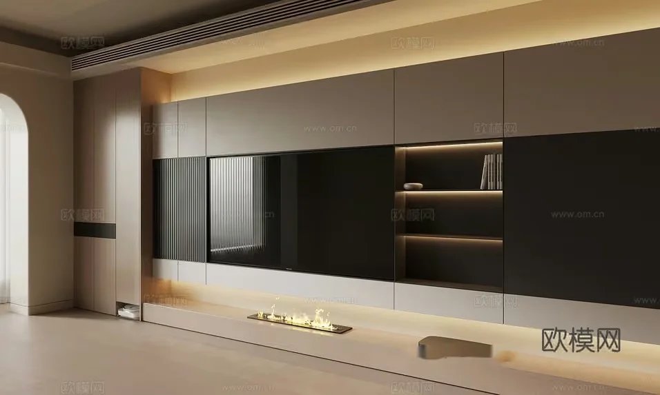 Modern Entertainment Center 3D Model – 2589 – VRAY Render