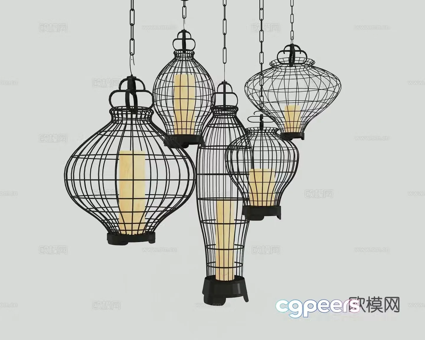 New Chinese chandelier 3D model