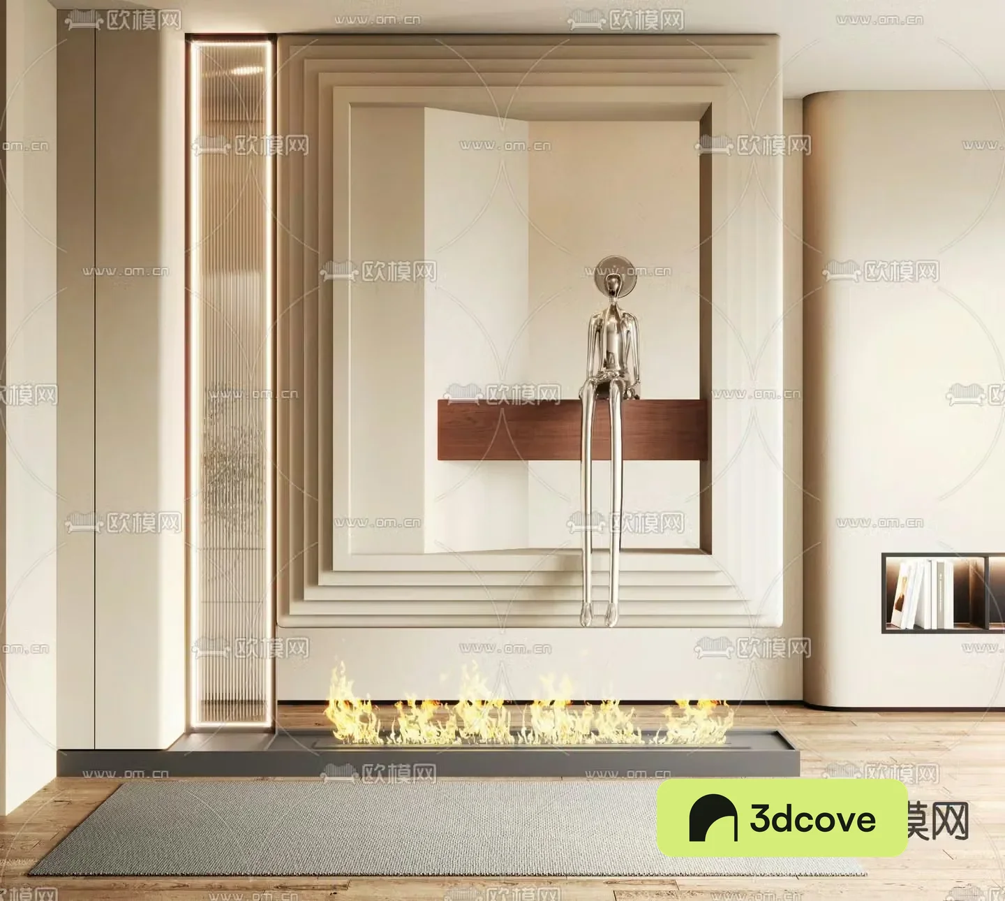 Entrance partition Fireplace partition