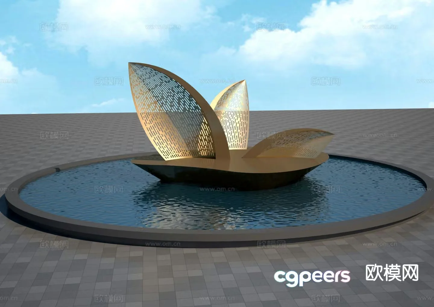 Hollow petal sculpture landscape sculpture 3d model