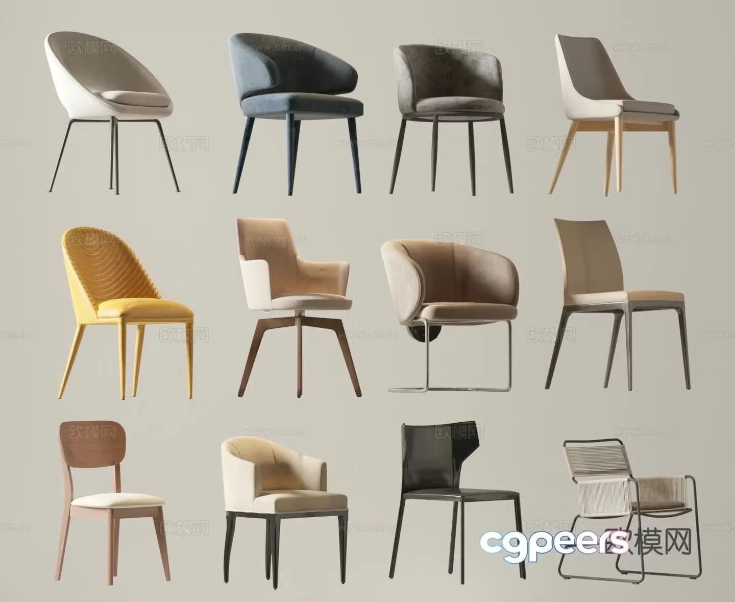 Modern single chair dining chair leisure chair 3d model
