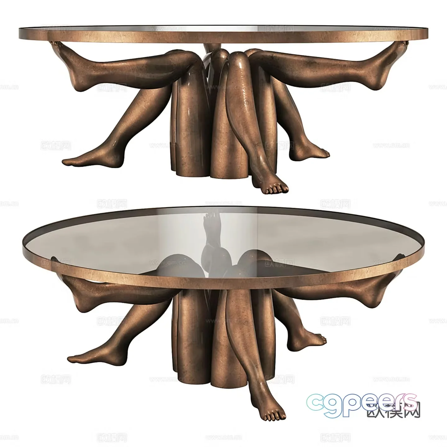 Modern light luxury human round dining table 3d model