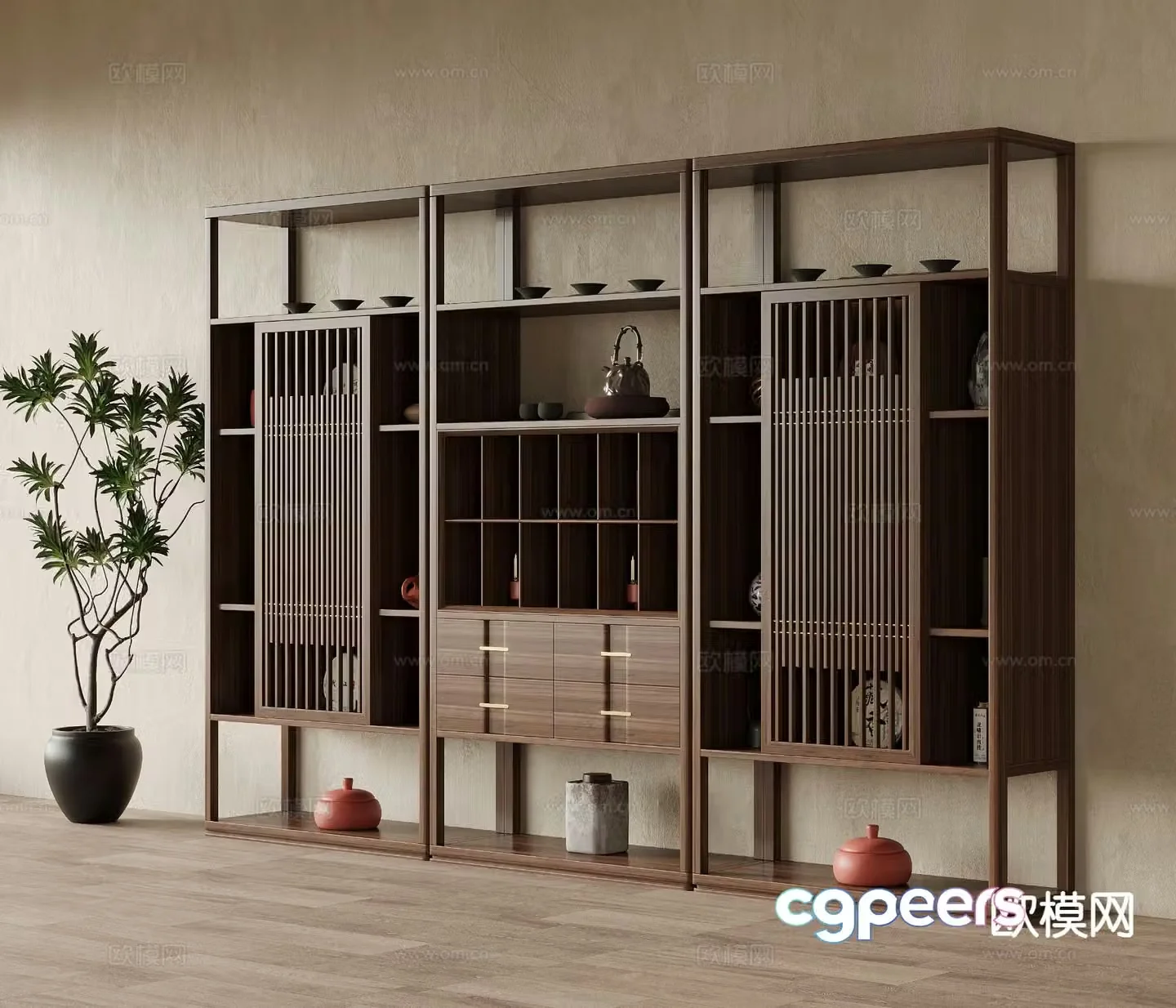 New Chinese style tea cabinet 3D model