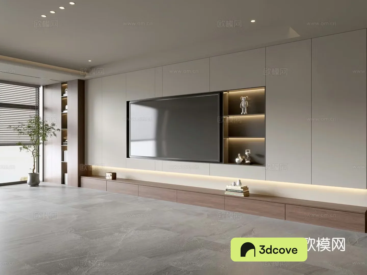 Wasabi Middle Style TV Cabinet TV Background Wall Overall Cabinet TV Background Wall Medal Style 3D Model