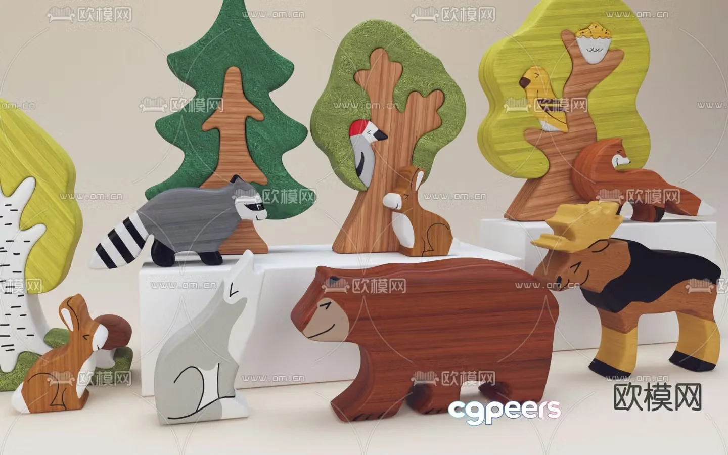 Modern animal toy display ornaments 3d model