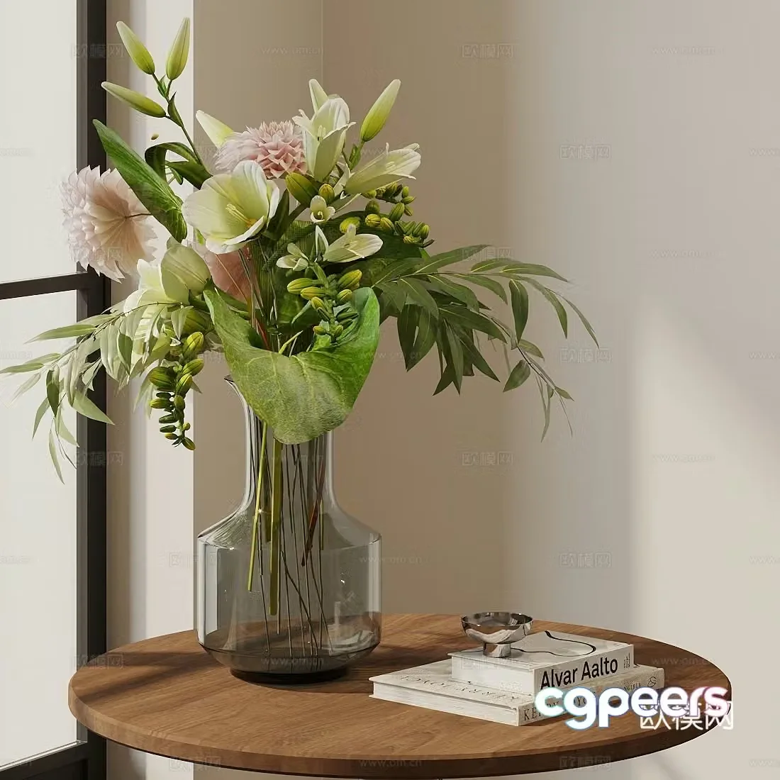 Flower art ornaments Flower art vase Flower art green plants 3D model