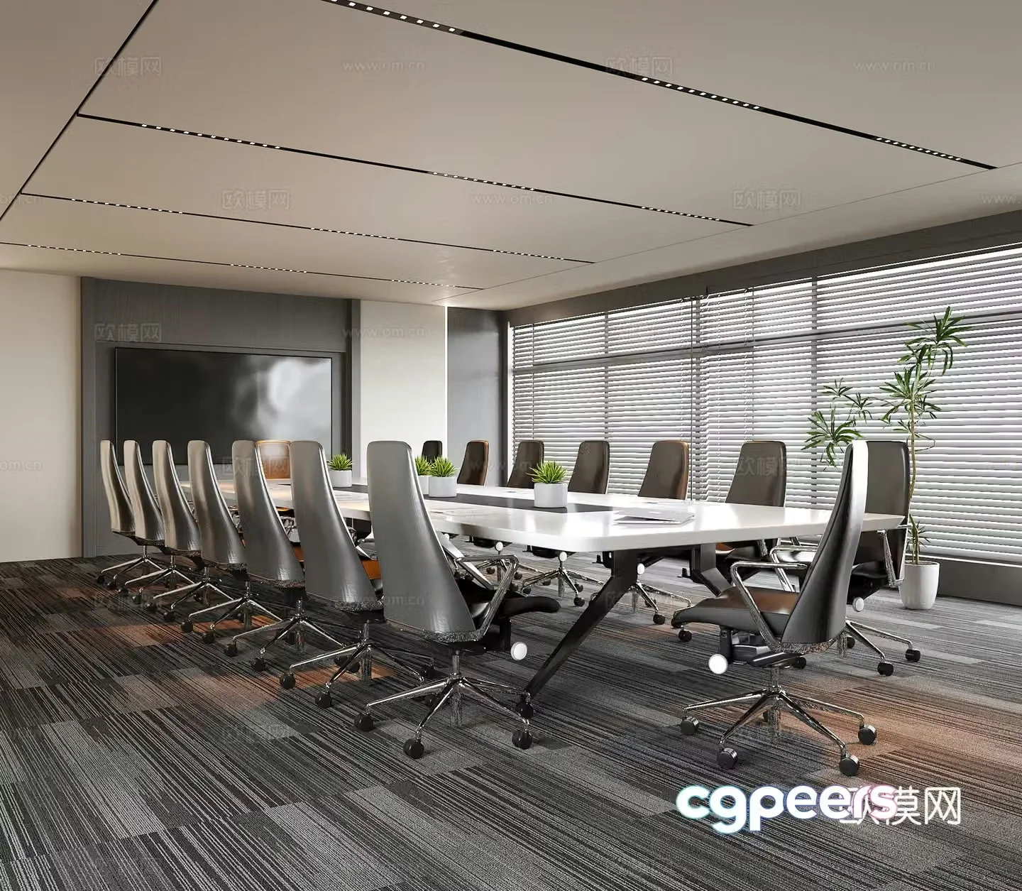 Modern conference room conference table chair office chair conference table 3d model