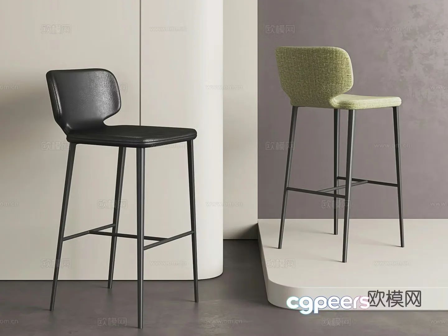 Modern bar stool retro style bar stool medieval bar stool Nordic leather bar stool 3D model