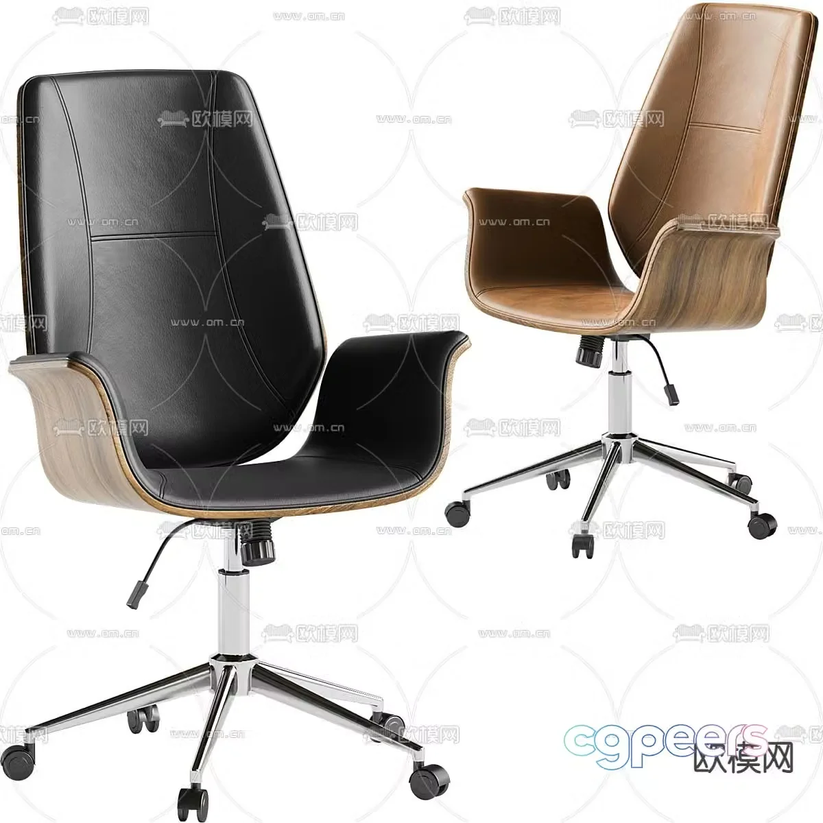 Leather office chair swivel chair staff chair 3d model