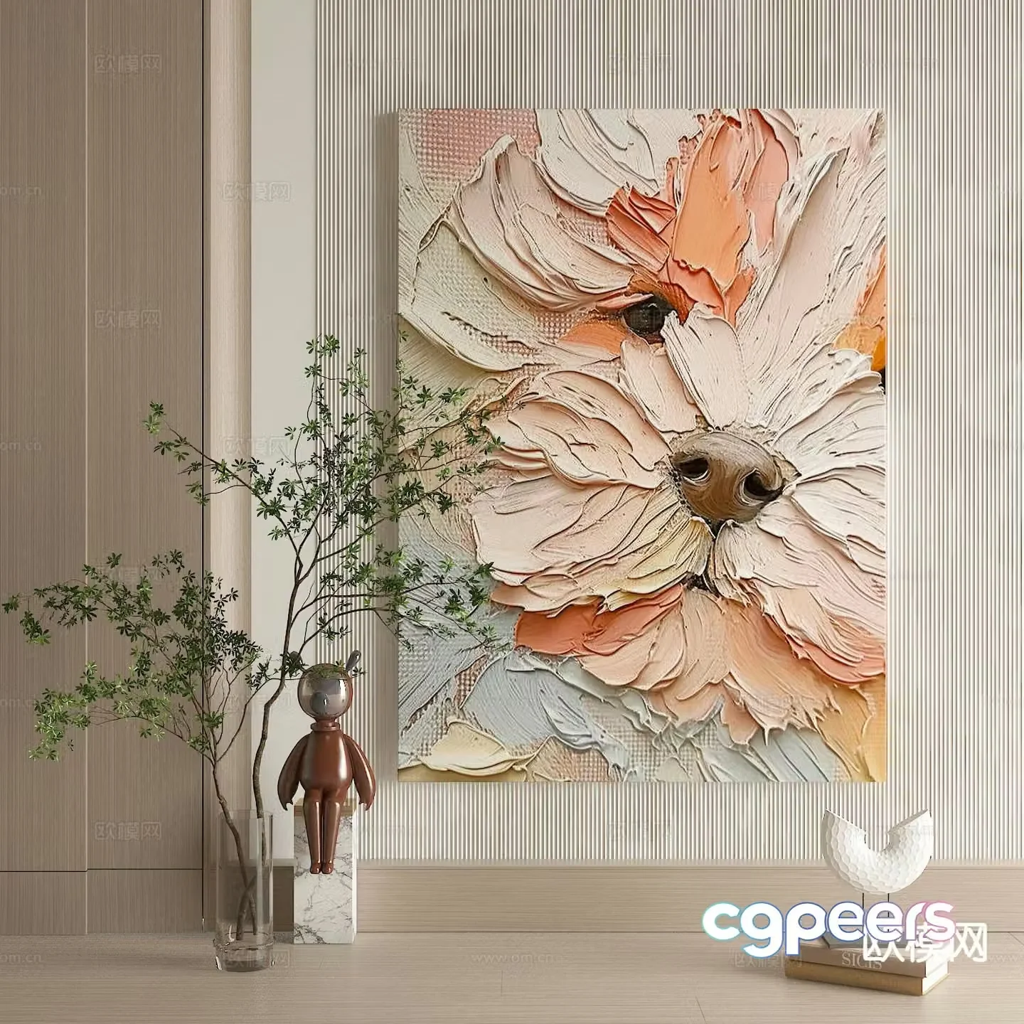American texture painting decorative painting hanging painting 3D model